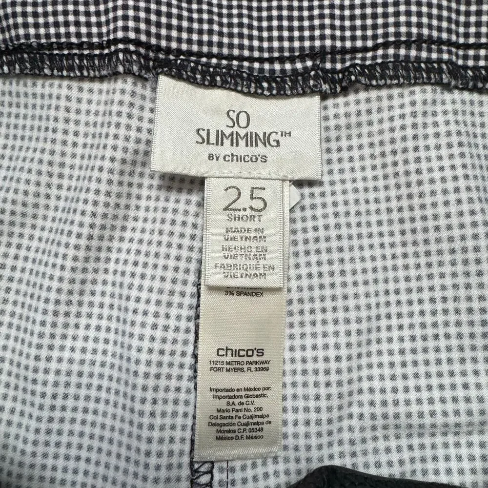 CHICOS So Slimming Black Gingham Bermuda Shorts Crop Pants Size 14 (2.5) Short